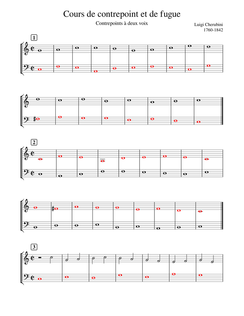 Luigi Cherubini, Cours de contrepoint et de fugue (two-voice ...