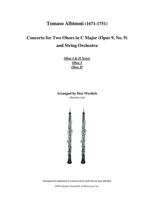 Concerto for Two Oboes in C Major, Op. 9 No. 9 (Arr. Don Werdick (1946 - )) - Tomaso Albinoni (1671-1751) (Oboe Duet)