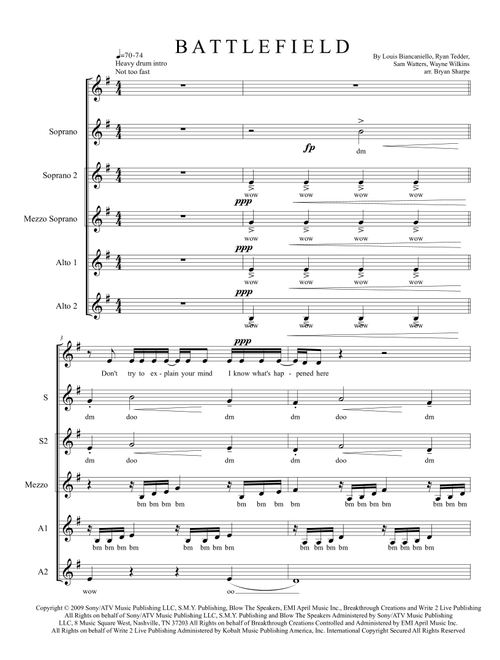Battlefield (Arr. Bryan Sharpe) - Jordin Sparks (Choral, SATB)