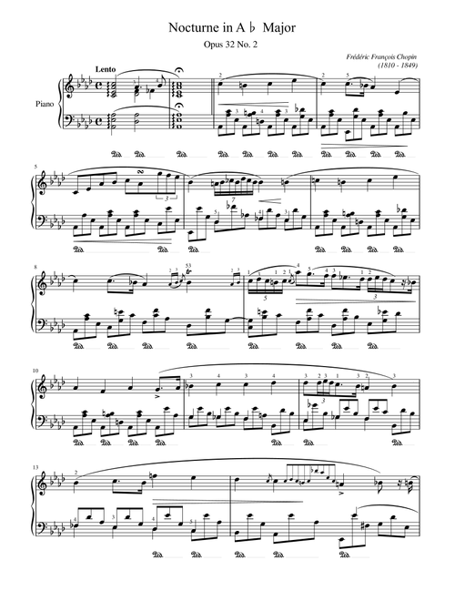 Chopin - Nocturne No.10 in A flat, Op.32 No.2 - Original With Fingering - For Piano Solo (Arr. poon) - Frédéric François Chopin (Piano Solo)