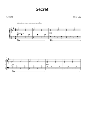 Secret – Louane Sheet Music for Piano (Solo) easy | MuseScore.com