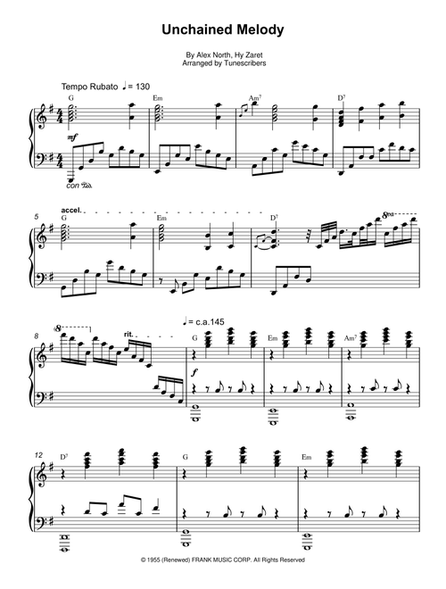 Unchained Melody (Arr. Tunescribers) - Alex North, Hy Zaret (Piano Solo)