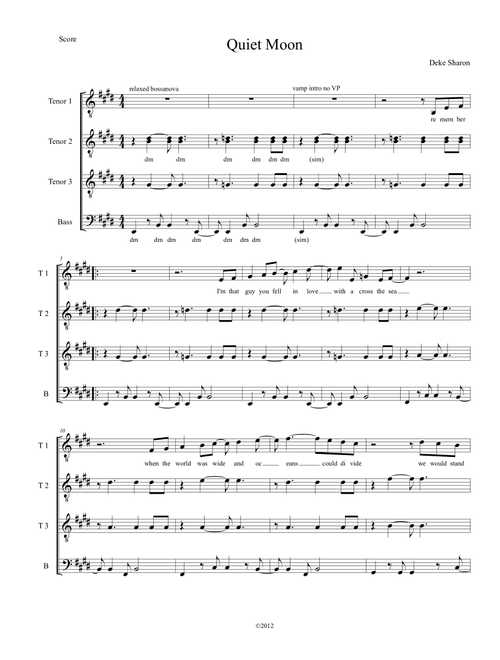 Quiet Moon - Deke Sharon (Choral, TTBB)