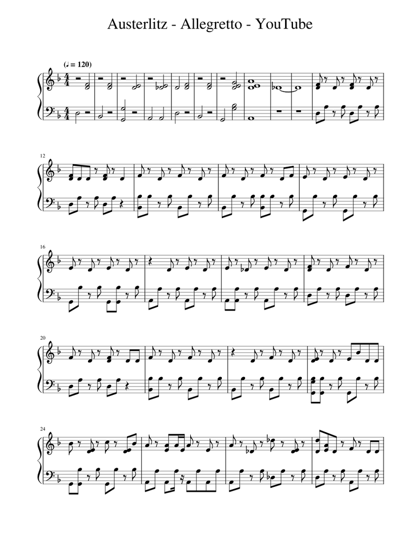Austerlitz - Allegretto Sheet Music for Piano (Solo) easy | MuseScore.com