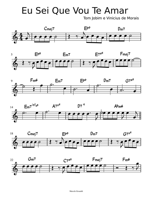 Eu Sei Que Vou Te Amar (cifra e melodia)