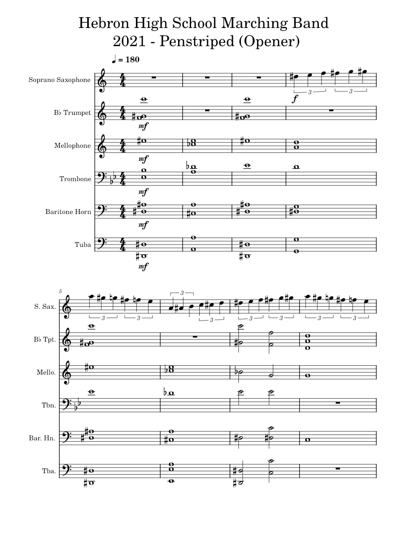 Hebron High School Marching Band 2021 Penstriped Opener Sheet music