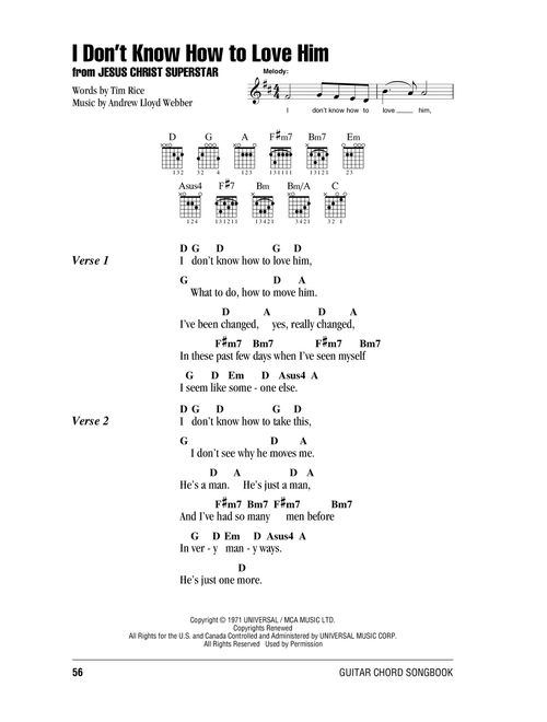 I Don't Know How To Love Him - Andrew Lloyd Webber, Helen Reddy, Jesus Christ Superstar (Musical) (Guitar Chords-Lyrics)