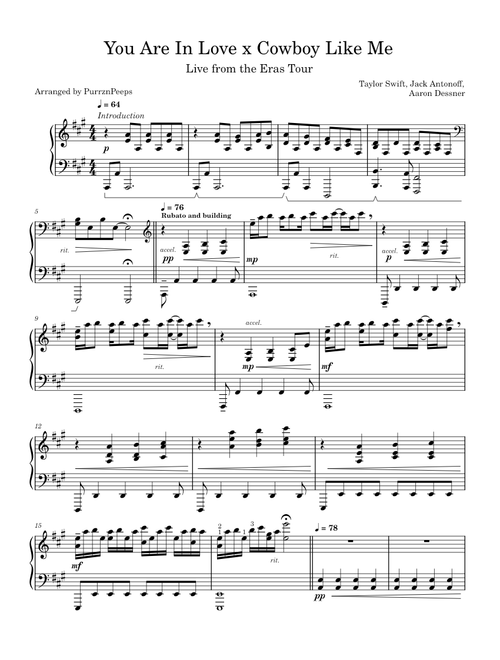 You Are In Love x Cowboy Like Me (solo piano) (Eras Tour Version)