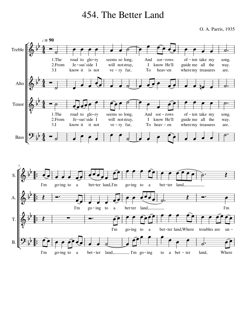 454. The Better Land Sheet music for Soprano, Alto, Tenor, Bass voice