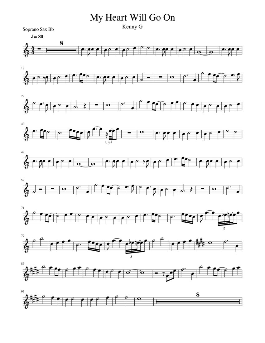 My heart Will Go On Kenny G Soprano Sax Sheet music for Saxophone