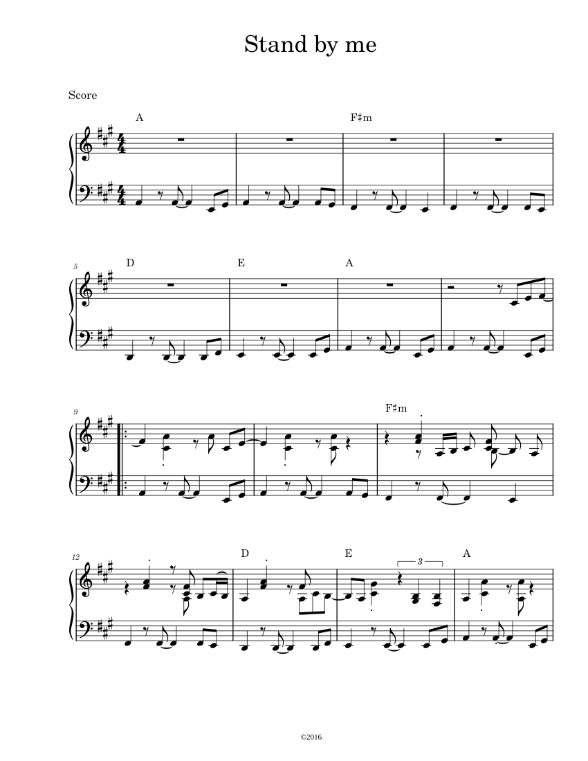 asentamiento Deducir verano Stand by me Sheet music for Piano (Solo) | Musescore.com