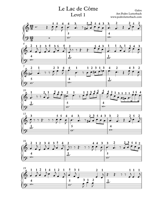 Le Lac de Come (Arr. Pedro Lutterbach) - Galos (Easy Piano)