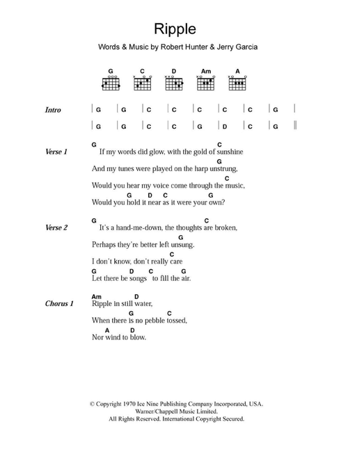 Ripple - Grateful Dead (Guitar Chords-Lyrics)