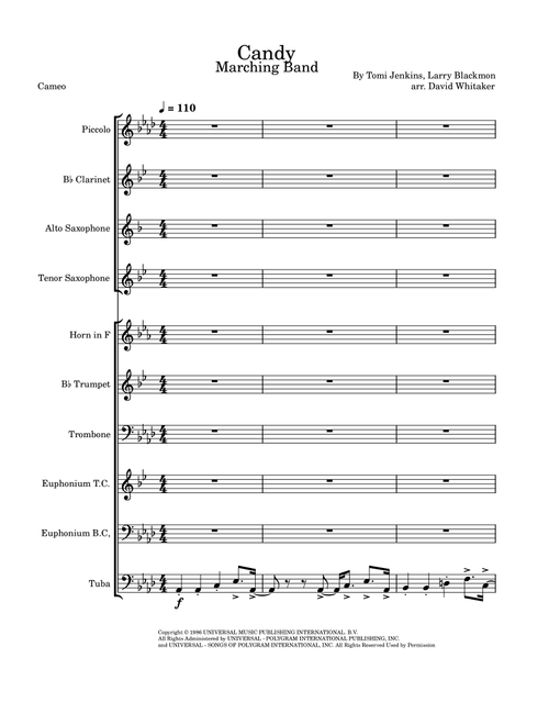 Candy (Arr. David Whitaker) - Cameo (Marching Band)