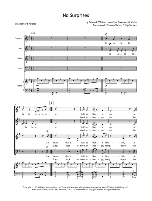 No Surprises (Arr. Bernard Hughes) - Radiohead (Choral, SATB)