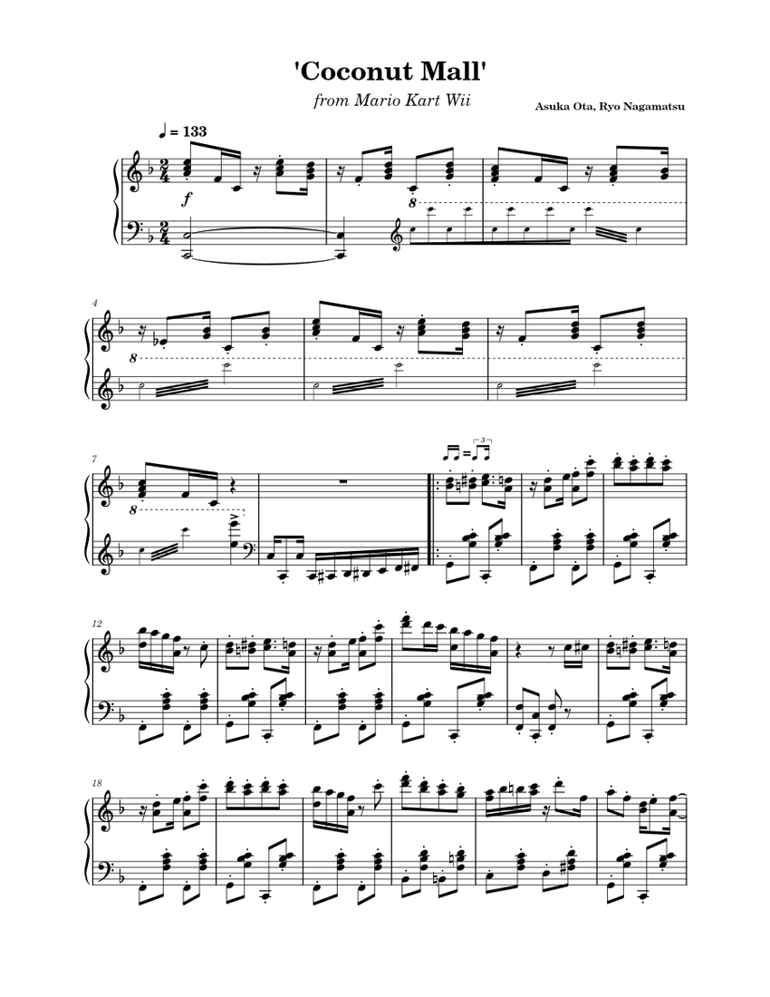 Coconut Mall Piano arrangement Sheet music for Piano Solo Musescore