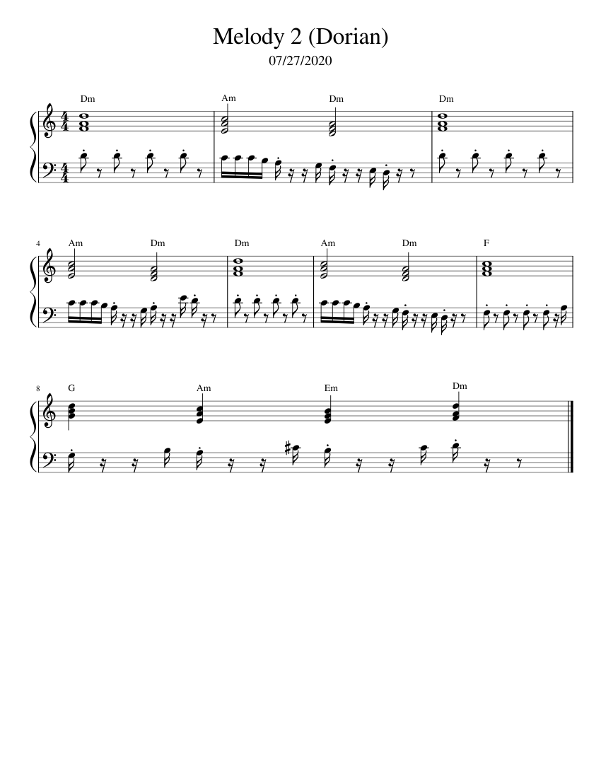Melody 2 Sheet Music for Piano (Solo) easy | MuseScore.com
