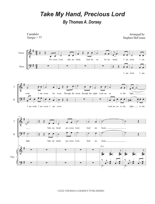 Take My Hand, Precious Lord (Arr. Stephen DeCesare) - Thomas A Dorsey (Voice Duet and Piano)