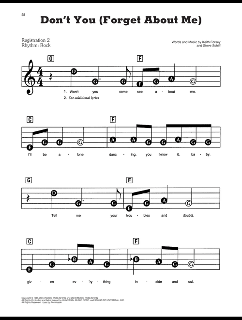 Don't You (Forget About Me) - Simple Minds (E-Z Play Today)