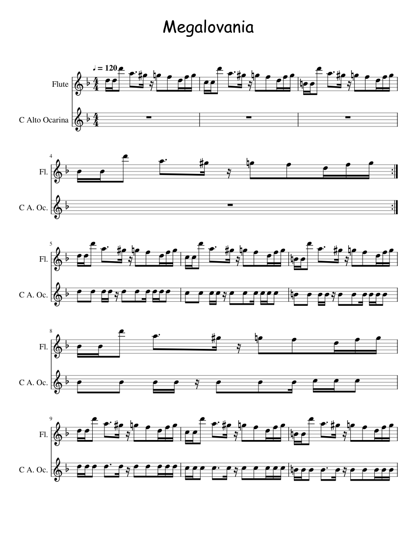 Megalovania duet for 2 flutes Sheet music for Flute, Flute other