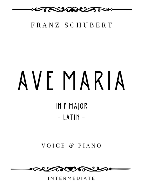 Schubert - Ave Maria in F Major for Low Voice & piano - Intermediate (Arr. Piacere Music Sheets) - Franz Schubert (Piano Vocal)