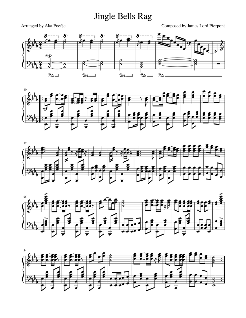 Jingle Bells Rag piano tutorial