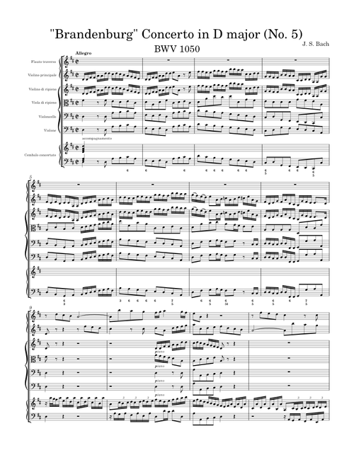 Brandenburg Concerto No.5 in D major, BWV 1050 – Johann Sebastian Bach Brandenburg Concerto No. 5 in D major, BWV 1050 by Johann Sebastian Bach