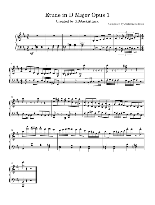 Etude in D major Opus 1 – Jackson Reddish