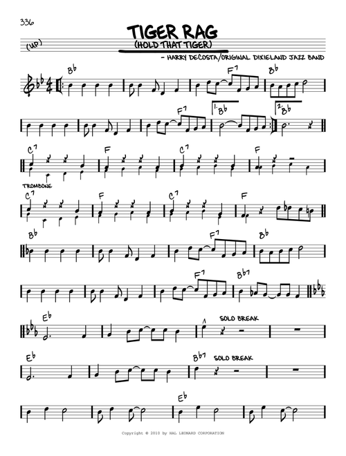 Tiger Rag (Hold That Tiger) (arr. Robert Rawlins) - Original Dixieland Jazz Band (Real Book - Melody-Chords-Lyrics)