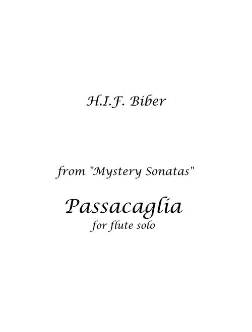 Biber Passacaglia FLUTE (Arr. Ludovica Lanaro) - Heinrich Ignaz Franz Biber (Flute Solo)
