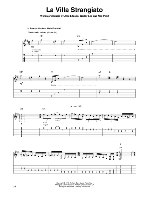 La Villa Strangiato - Rush (Guitar Tab Play-Along)