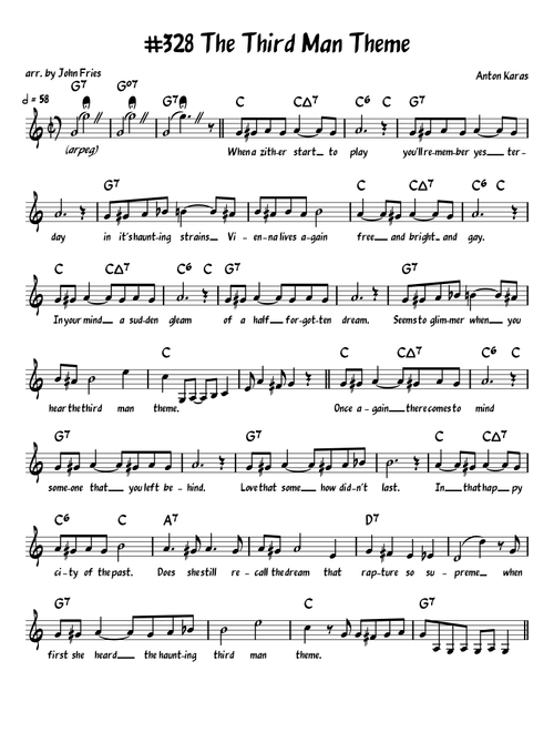 The Third Man (the Harry Lime Theme) (Arr. John Fries) - Anton Karas (Piano-Vocal-Guitar (Piano Accompaniment))