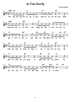 As Time Goes By - Herman Hupfeld Sheet Music with Chords for Piano