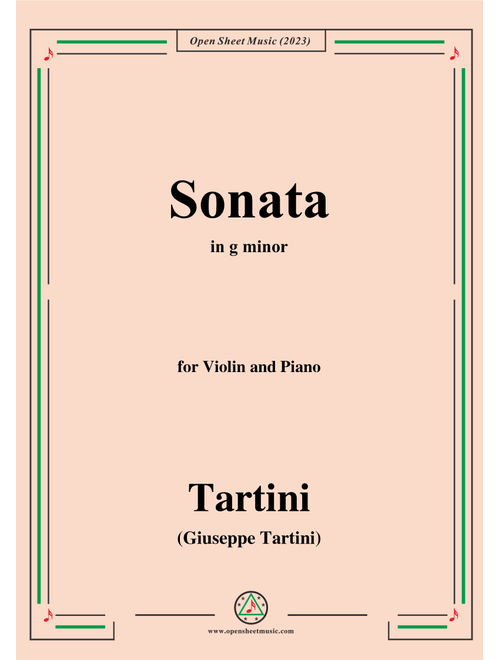 Tartini-Violin Sonata,in g minor,for Violin and Piano (Arr. OSM Press) - Giuseppe Tartini (Violin and Piano)