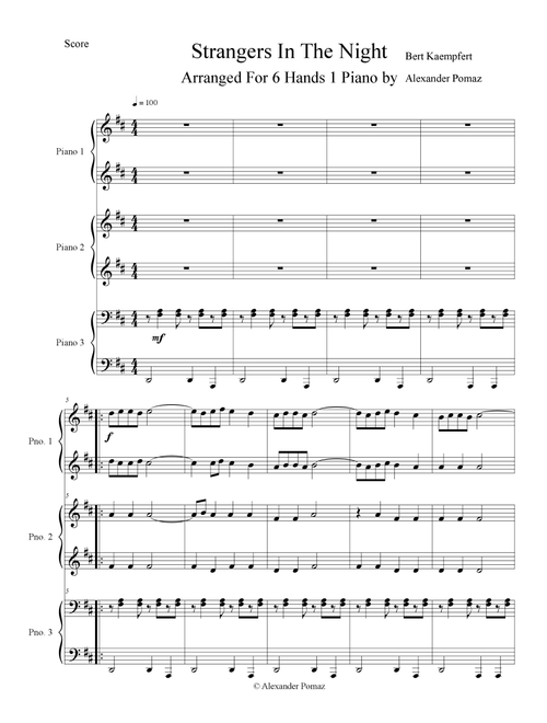 Strangers In The Night - Bert Kaempfert - Alexander Pomaz - 6 Hands 1 Piano (Piano Duet)