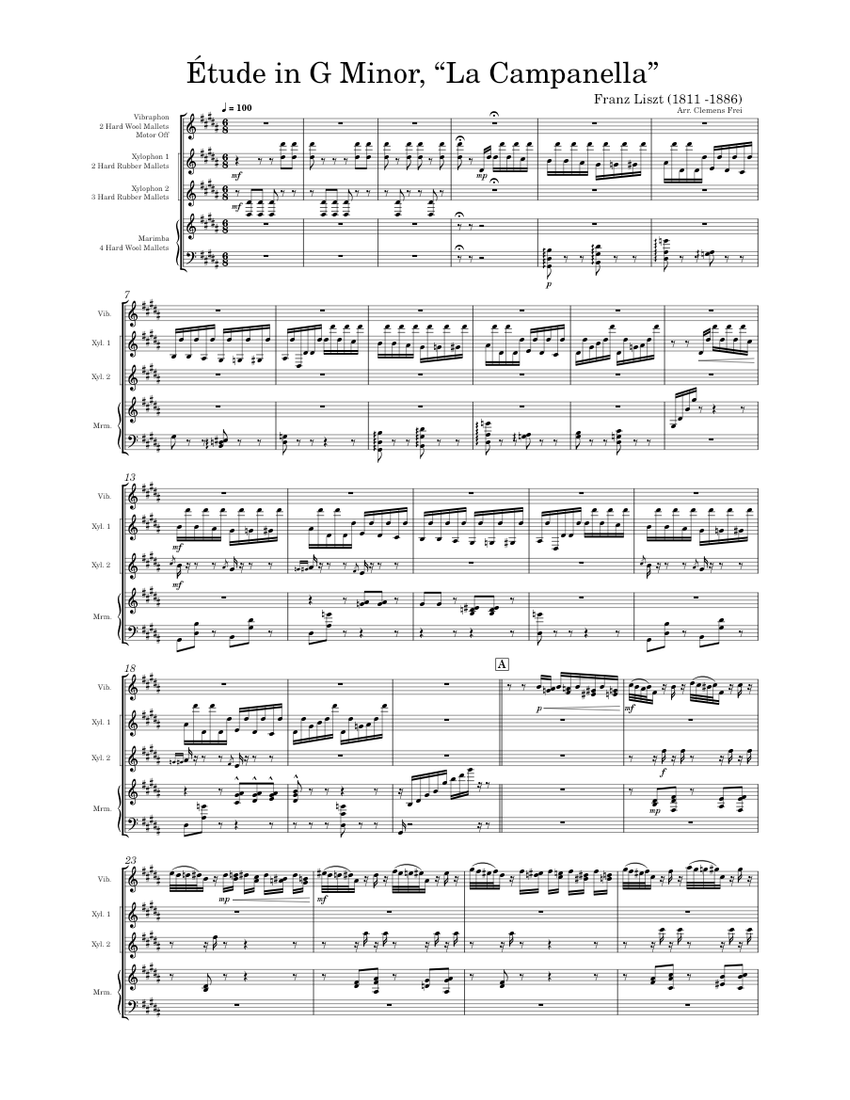 La Campanella by Franz Liszt for Mallets Sheet Music for