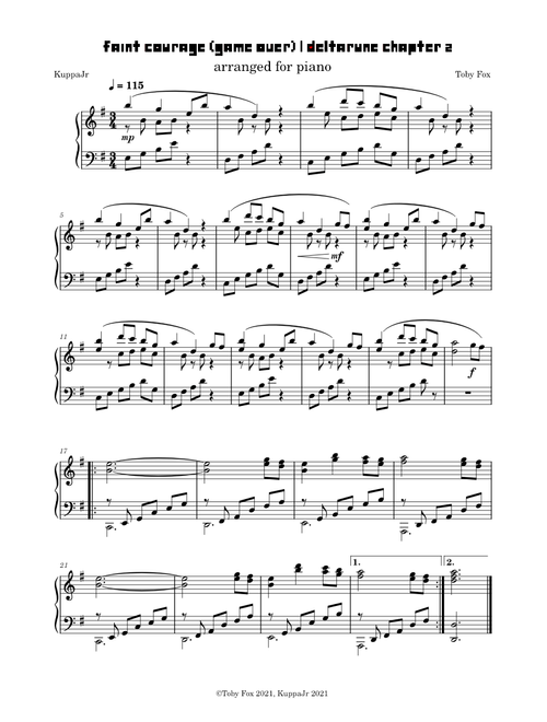 Faint Courage (Game Over) | Deltarune Chapter 2 (Piano Arrangement)