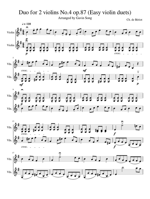 Duo for 2 violins No.4 op.87 (Easy violin duets)