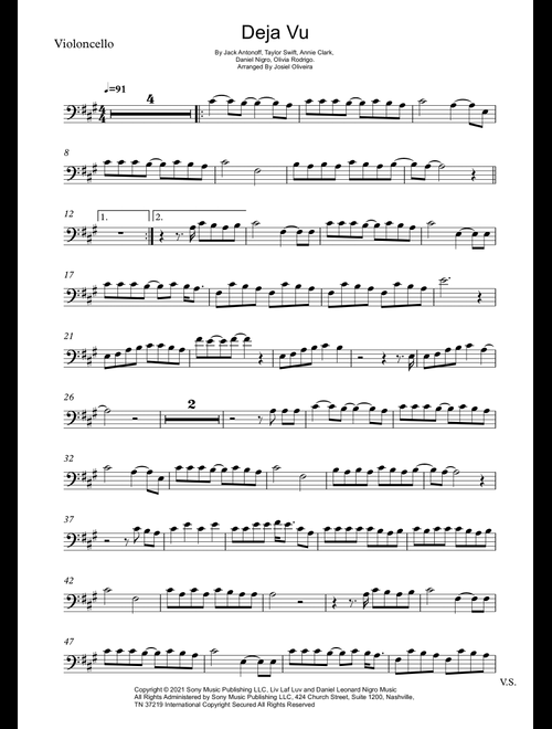 Deja Vu (Arr. Josiel Oliveira) - Olivia Rodrigo (Cello Solo)