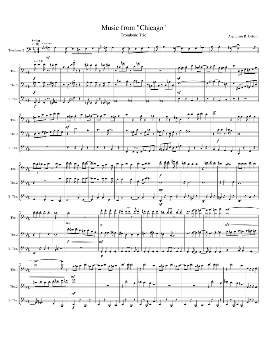 Chicago - Trombone Trio Sheet Music for Trombone, Trombone bass (Mixed ...