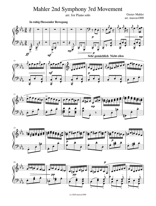 Mahler 2nd Symphony 'Resurrection' 3rd Movement - Original Arrangement for Piano solo
