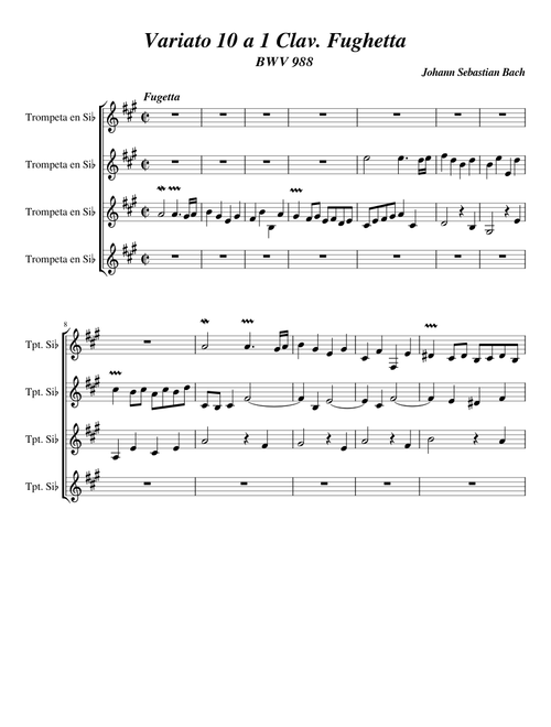 Goldberg fugetta for trumpet quartet