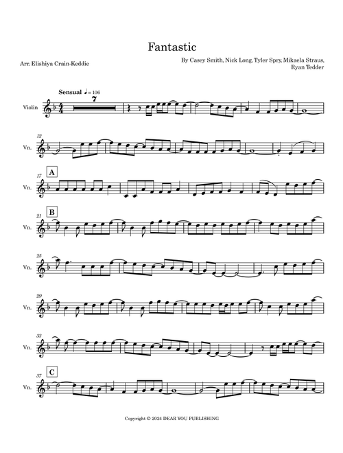 Fantastic (Arr. Elishiya Crain-Keddie) - King Princess (Violin Solo)