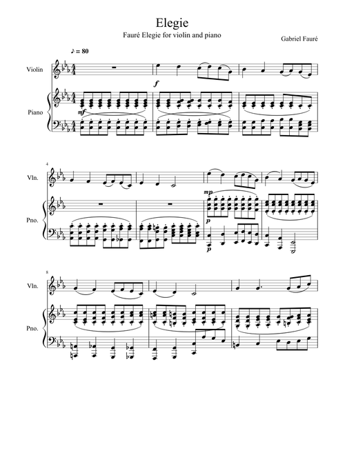 Fauré Elegie (violin and piano)