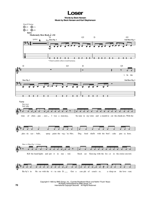 Loser - Beck (Bass Tab)