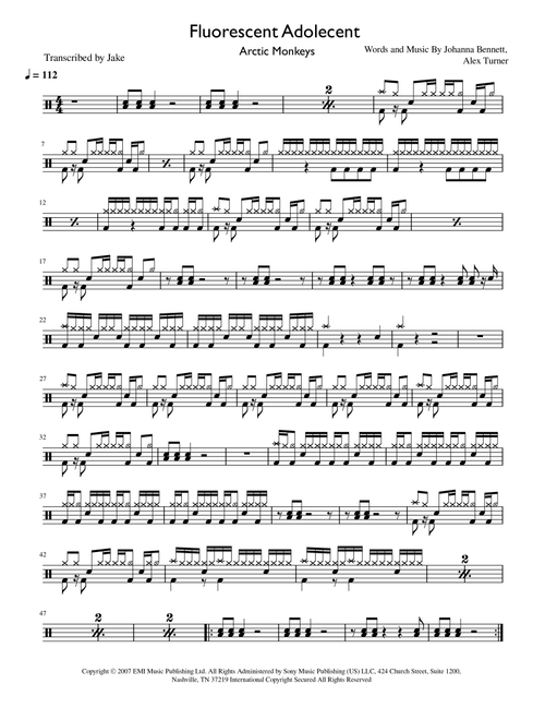 Fluorescent Adolescent (Arr. Jake) - Arctic Monkeys (Drums)