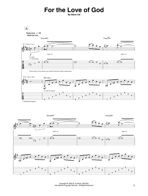 For The Love Of God - Steve Vai (Guitar Tab)
