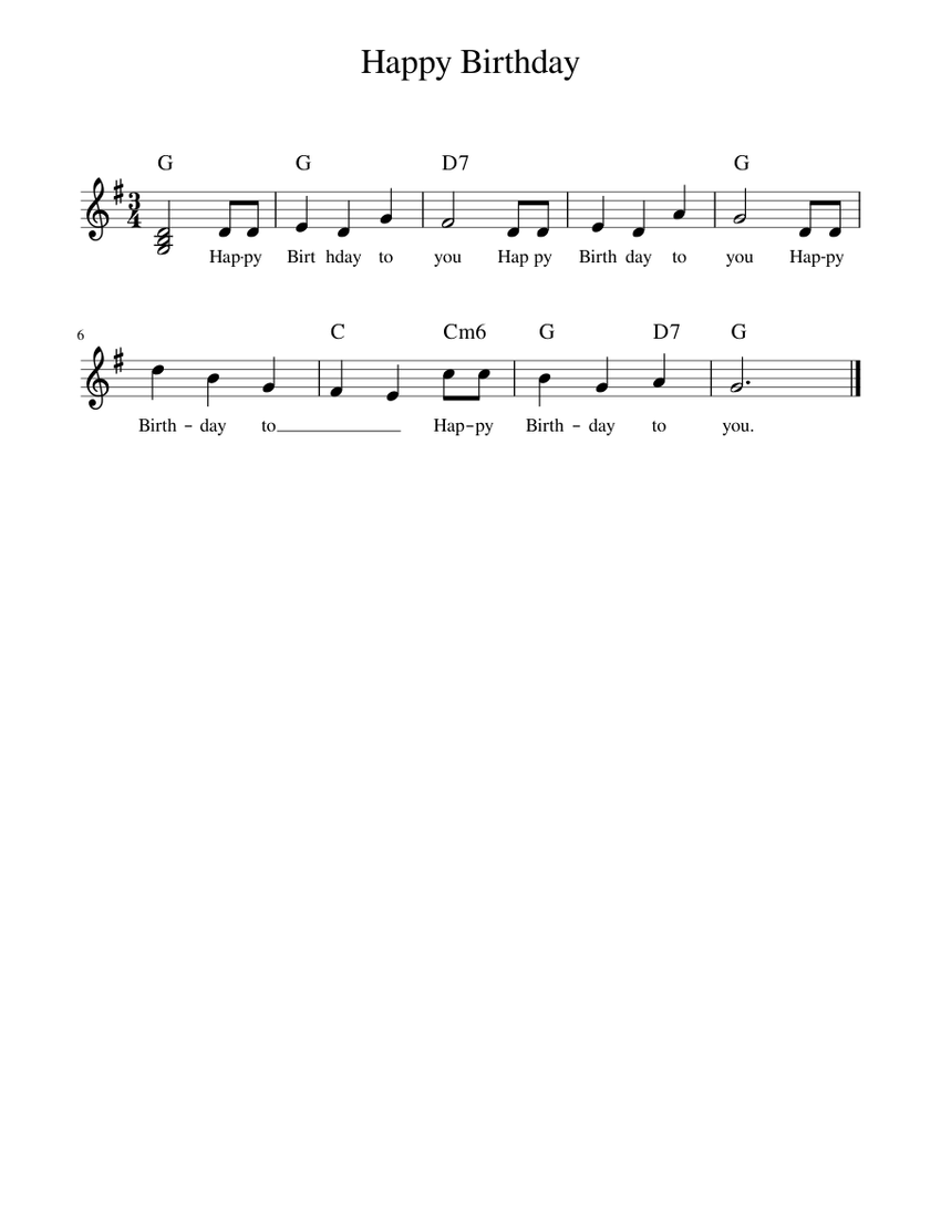 Happy Birthday G Sheet music for Piano (Solo) | Musescore.com