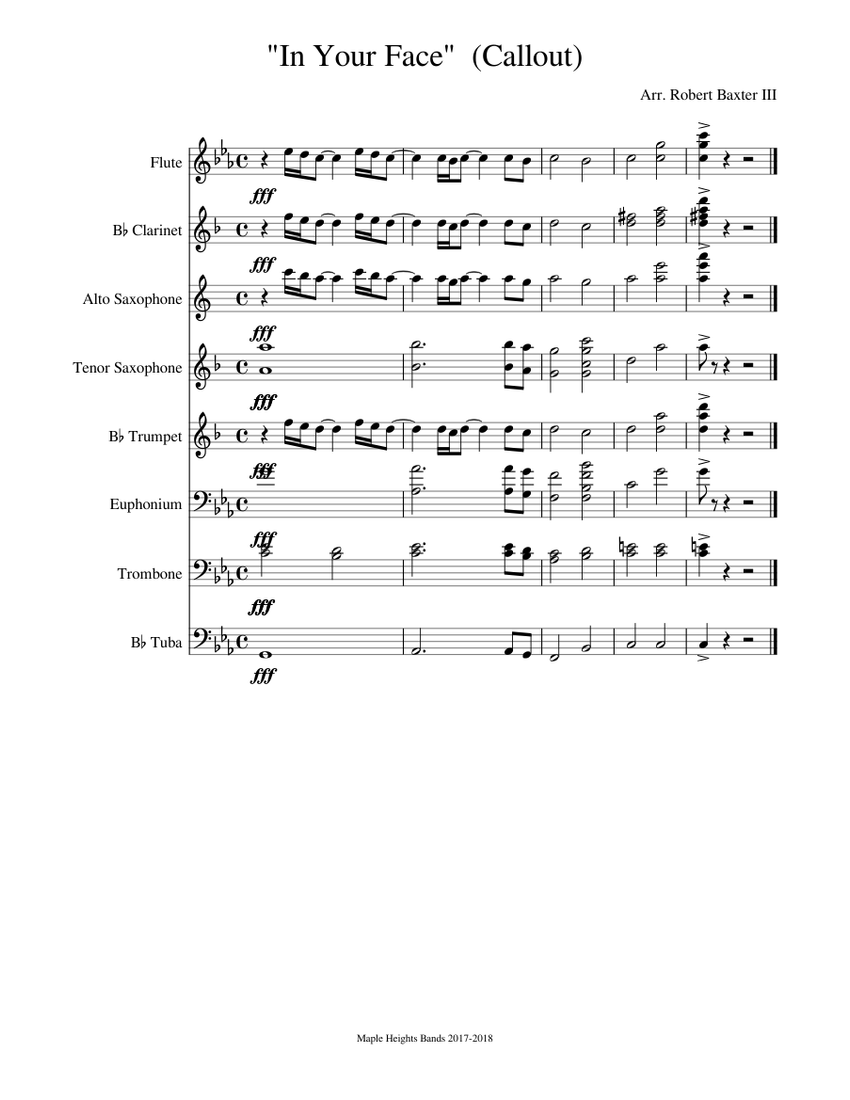 "In Your Face" (Callout) Sheet music for Trombone, Euphonium, Tuba