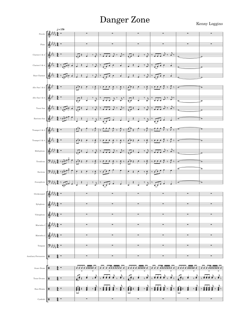 Danger Zone Sheet music for Trombone, Flute piccolo, Flute, in